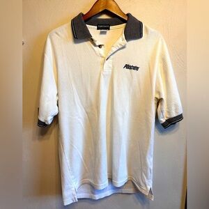 ALLSTATE Vintage White Polo Shirt with embroidered logo. Size M